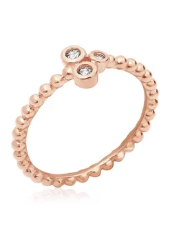 KIERA 1/10 ct. t.w. Cubic Zirconia Rose Gold Plated Sterling Silver Clover Ring