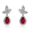 KIERA Platinum Plated Sterling Silver 4 ct. t.w. Cubic Zirconia Simulated Gemstone Drop Earrings