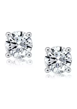 KIERA Rhodium Plated Sterling Silver 5 MillimeterCubic Zirconia Round Cut Rope Gallery Stud Earring -Kiera Sales Store Belk 846