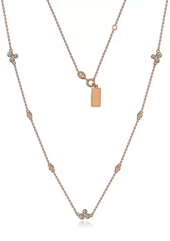 KIERA Rose Gold Plated Sterling Silver 1.21 ct. t.w. Cubic Zirconia Clover Layer Station Necklace