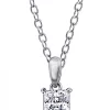 KIERA Rhodium Plated Sterling Silver Cubic Zirconia Princess Cut Solitaire Pendant Necklace