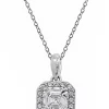 KIERA Rhodium Plated Sterling Silver 1.3 ct. t.w. Cubic Zirconia Ascher Halo Pendant Necklace