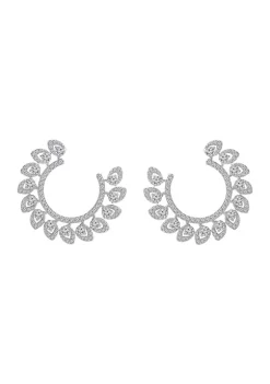 KIERA Platinum Plated Sterling Silver 5.3 ct. t.w. Cubic Zirconia Wreath Front-Facing Earrings