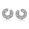 KIERA Platinum Plated Sterling Silver 5.68 ct. t.w. Cubic Zirconia Forward Facing Round Hoop Earrings