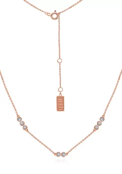 KIERA Rose Gold Plated Sterling Silver 1/4 ct. t.w. Cubic Zirconia Bezel Station Necklace