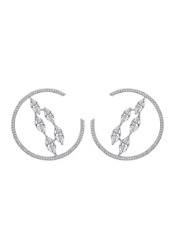 KIERA Platinum Plated Sterling Silver 5.27 ct. t.w. Cubic Zirconia Web Hoop Stud Earrings