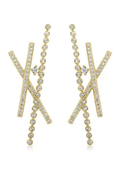 KIERA Yellow Gold Plated Sterling Silver 1.46 ct. t.w. Cubic Zirconia Crisscross Stud Earring
