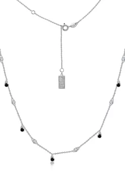 KIERA Platinum Plated Sterling Silver Cubic Zirconia with Spinel Dangling Necklace