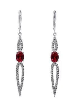 KIERA Rhodium Plated Sterling Silver 2.23 ct. t.w. Cubic Zirconia Pave Petal Earrings