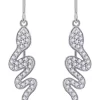 KIERA Platinum Plated Sterling Silver Cubic Zirconia Snake Drop Earrings