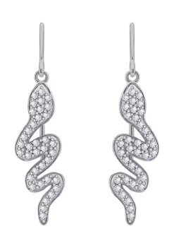KIERA Platinum Plated Sterling Silver Cubic Zirconia Snake Drop Earrings