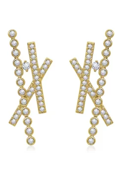 KIERA Yellow Gold Plated Sterling Silver 7/8 ct. t.w. Cubic Zirconia Small Crisscross Earring -Kiera Sales Store Belk 960