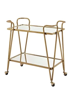 Linon Home Décor Products Blakely Gold Mid-Century Bar Cart